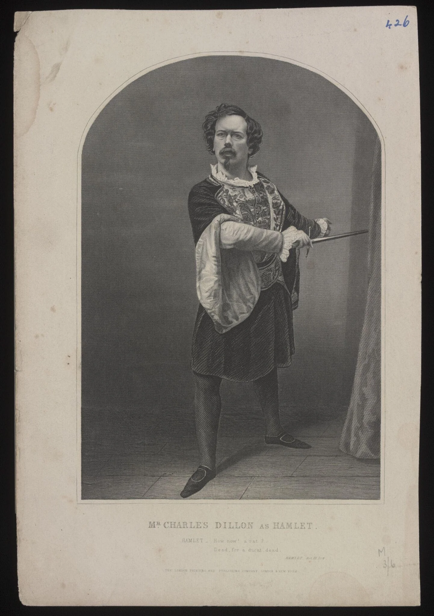 Mr Charles Dillon as Hamlet, by The London Printing and Publishing Company, 1850
