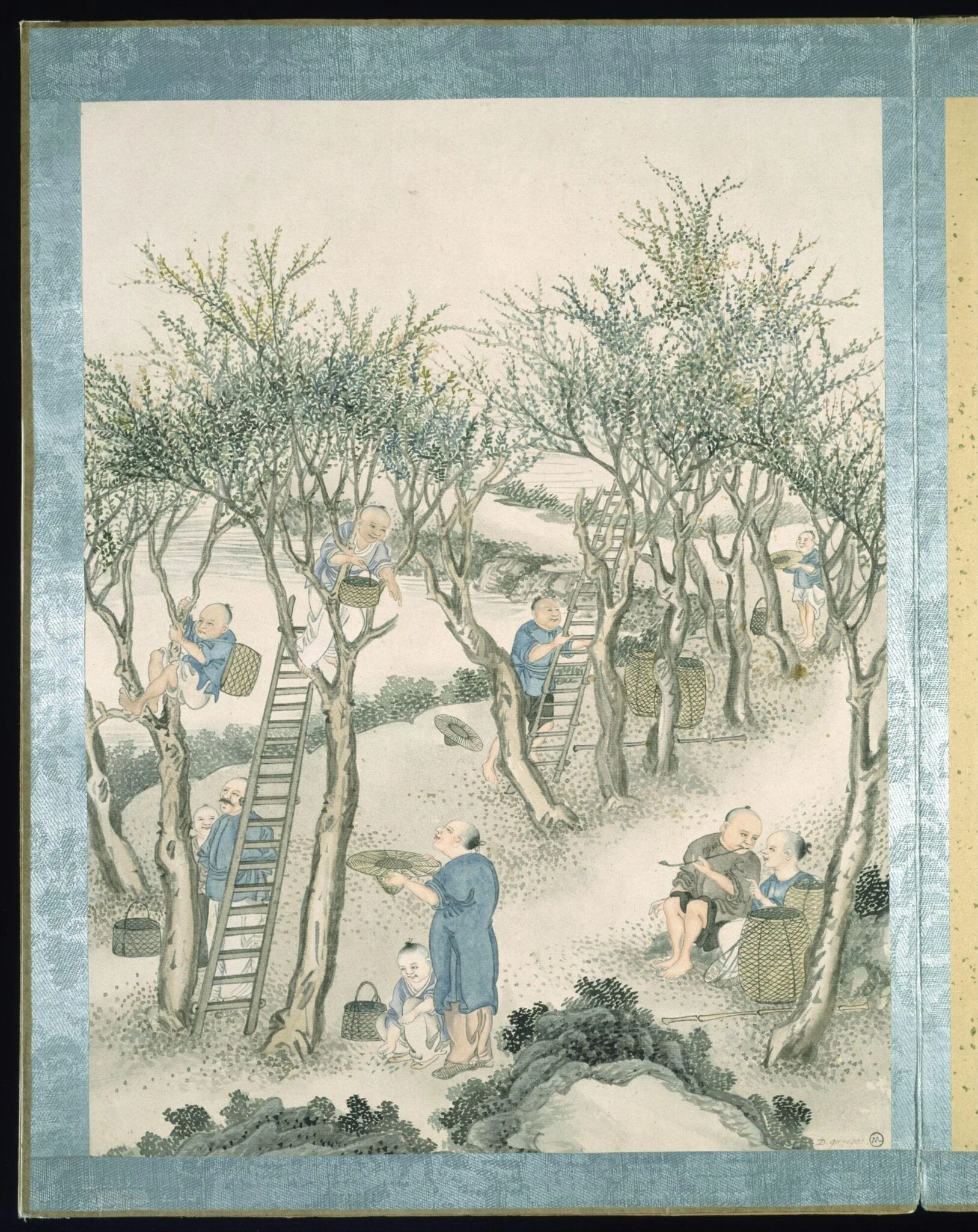 Gathering 'Jingsang' Mulberry Leaves, by Jun Wu, paint, 1880
