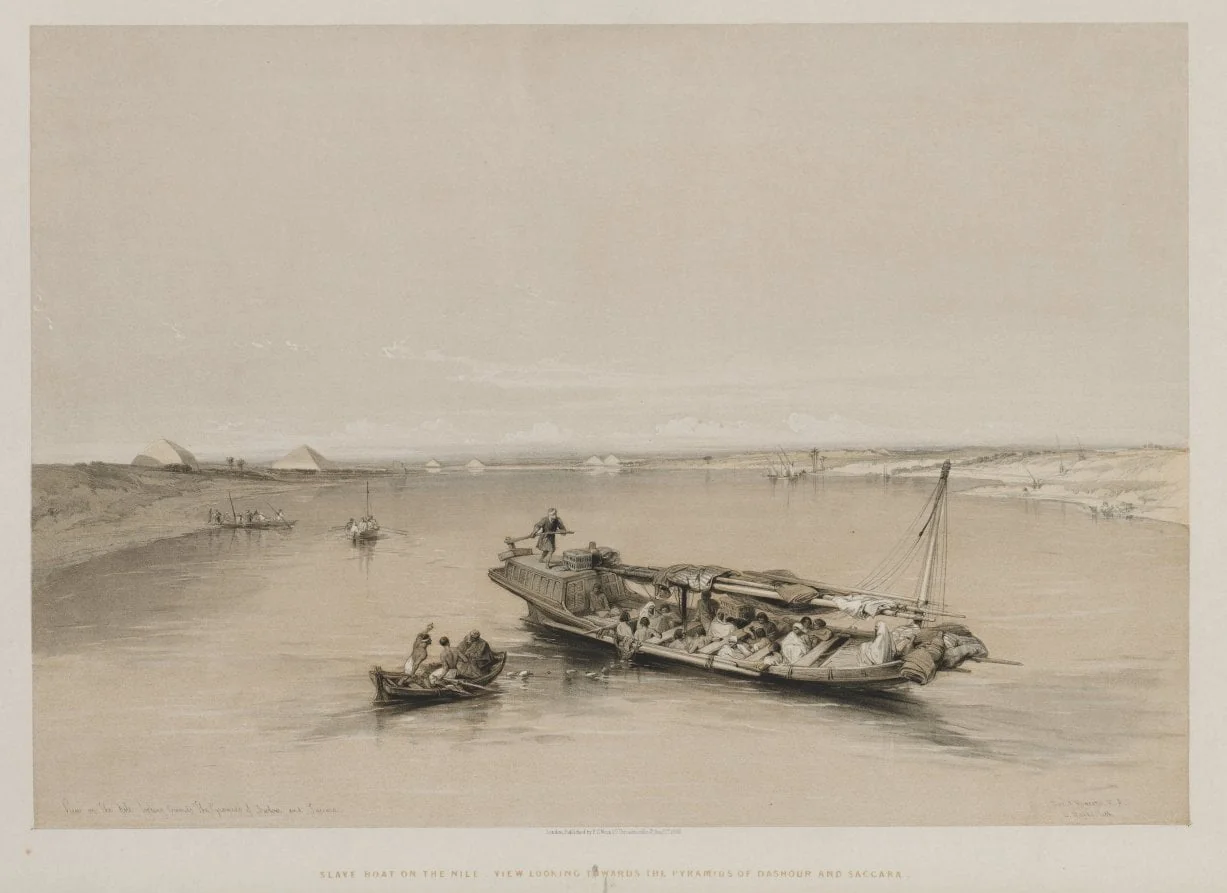 Egypt and Nubia, Volume I: View on the Nile Looking Towards the Pyramids of Dashour and Saccara