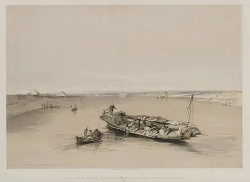Egypt and Nubia, Volume I: View on the Nile Looking Towards the Pyramids of Dashour and Saccara