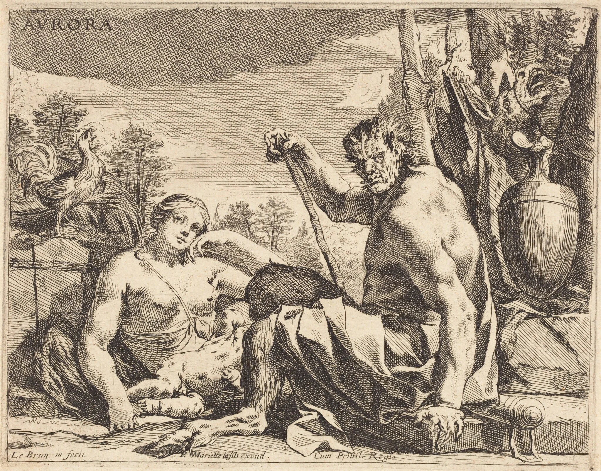 Aurora (Dawn), by Charles Le Brun, ink, 1640