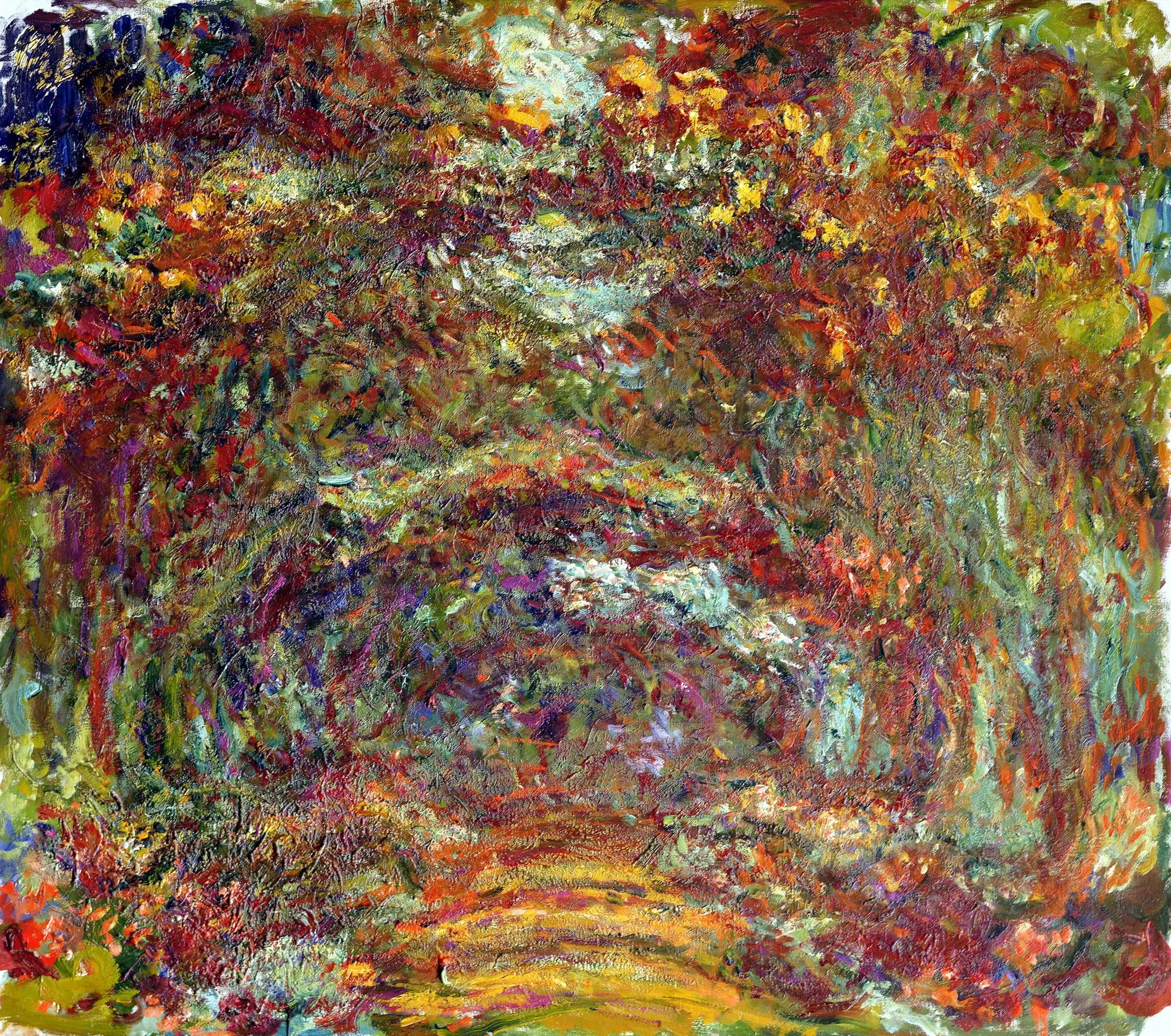 The rose-way in Giverny, by Claude Monet, oil, 1920