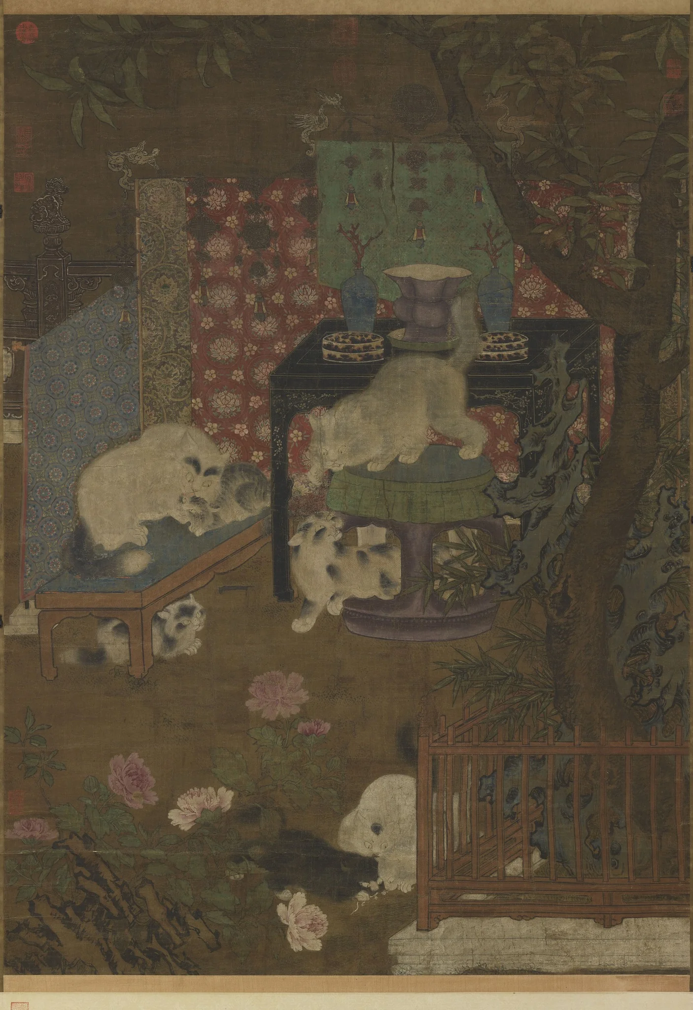 宋人戲貓圖　軸, by Unknown, unspecified