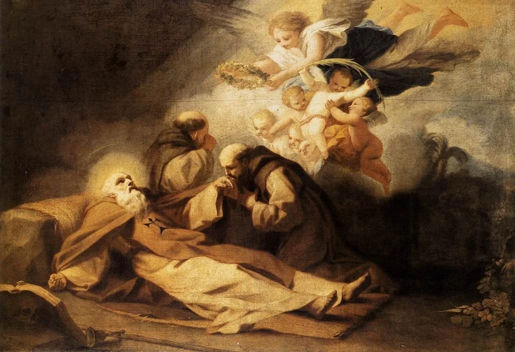 The Death of St Anthony the Hermit, by Antoni Viladomat i Manalt, oil, 1750