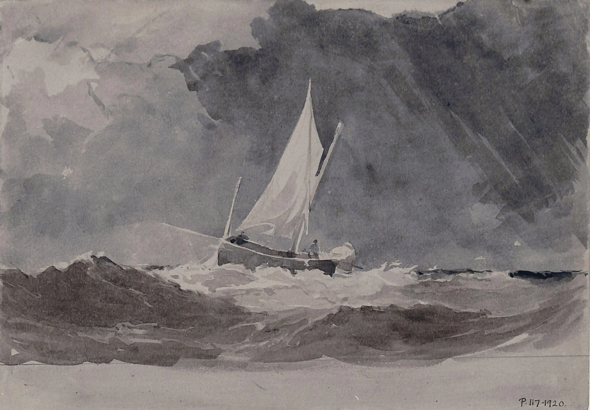 Sailing Boat in Stormy Weather
