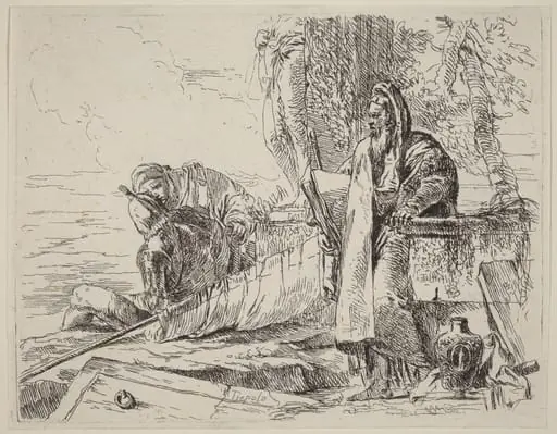 Standing Philosopher and Two Other Figures
