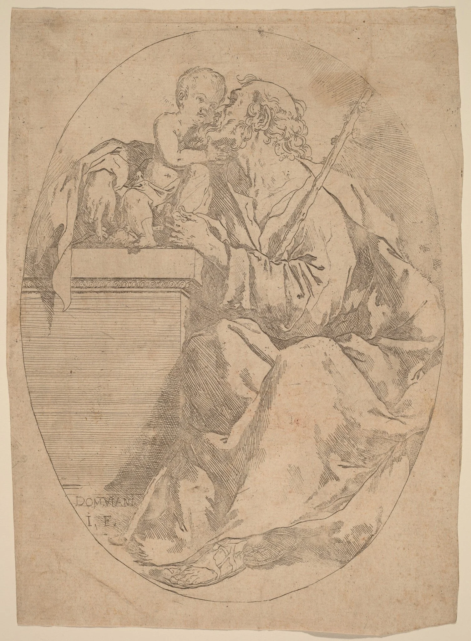 Saint Joseph and the Christ Child, by Domenico Maria Viani, ink, 1694