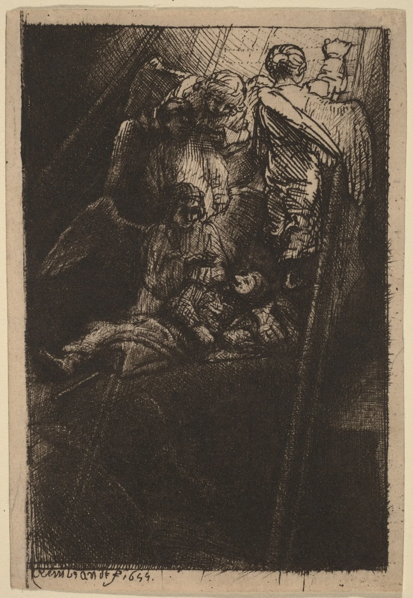 Jacob's Ladder, by Rembrandt, ink, 1655