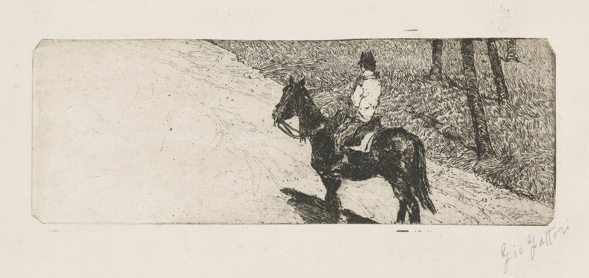 Cavalry Soldier (Soldato di cavalleria), by Giovanni Fattori, ink, 1882