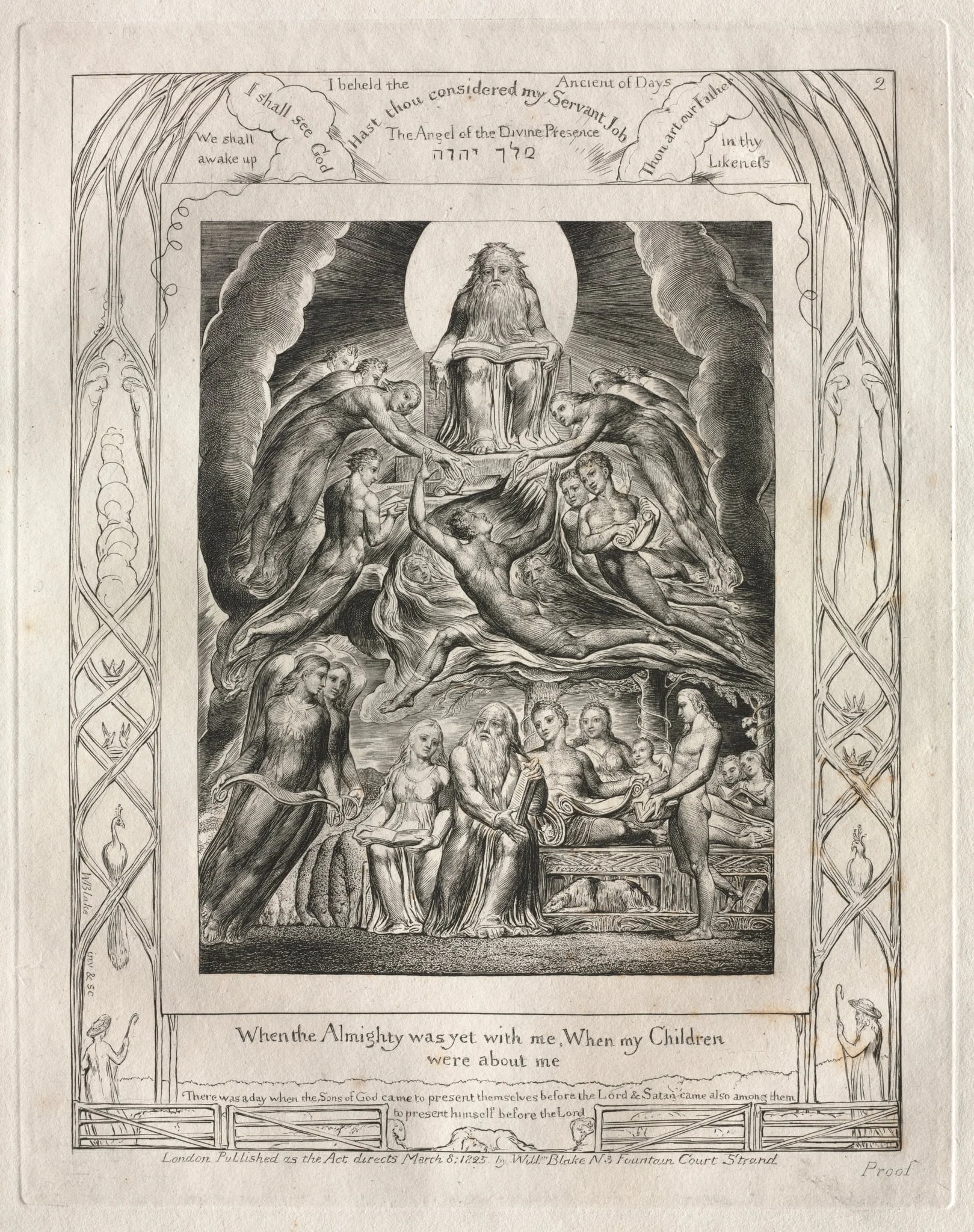 The Book of Job:  Pl. 2, When the Almighty was yet with me, When my Children, by William Blake, 1825
