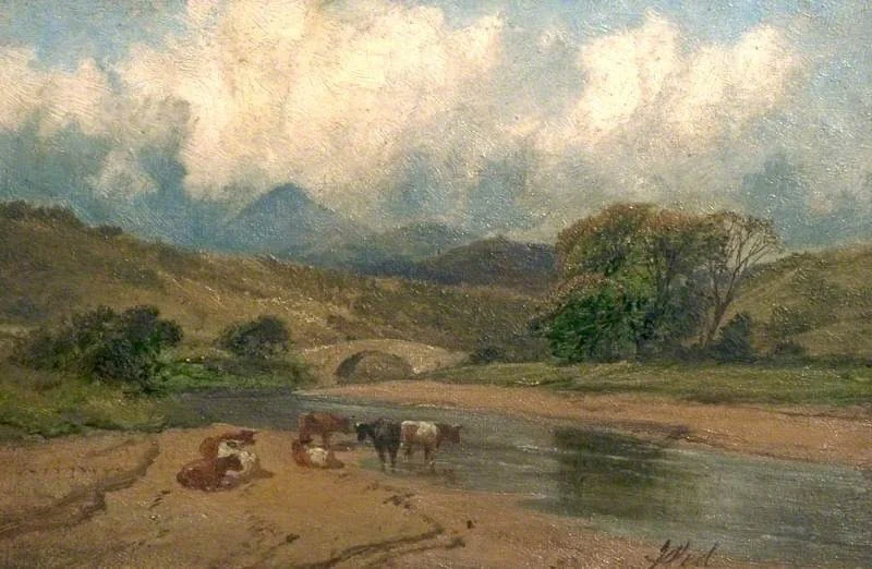 Scene in the Lake District, by James Peel, oil, 1861