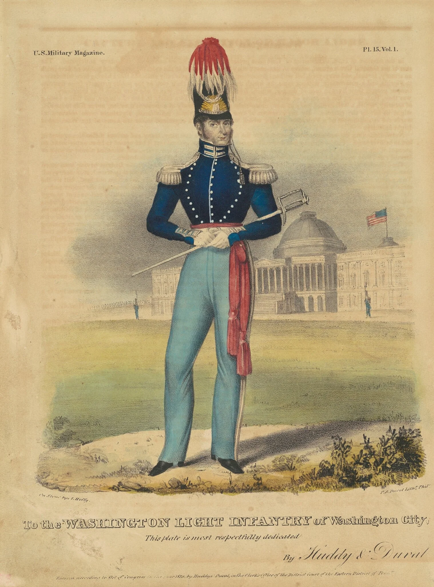 To the Washington Light Infantry of Washington City, by Alfred Hoffy, ink, 1839