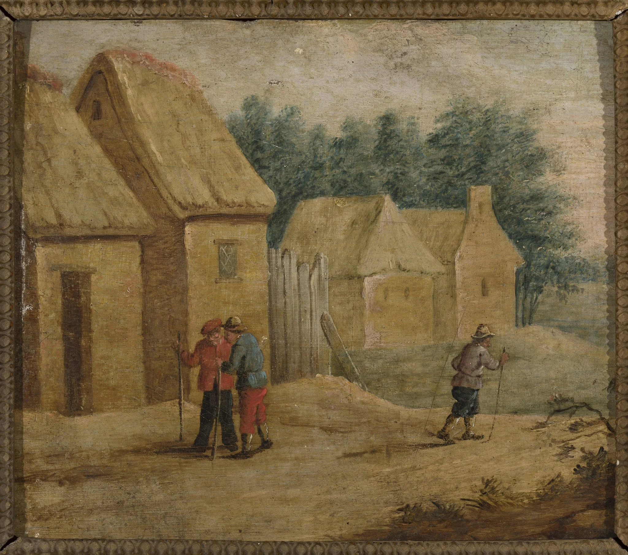 Village buildings with peasants