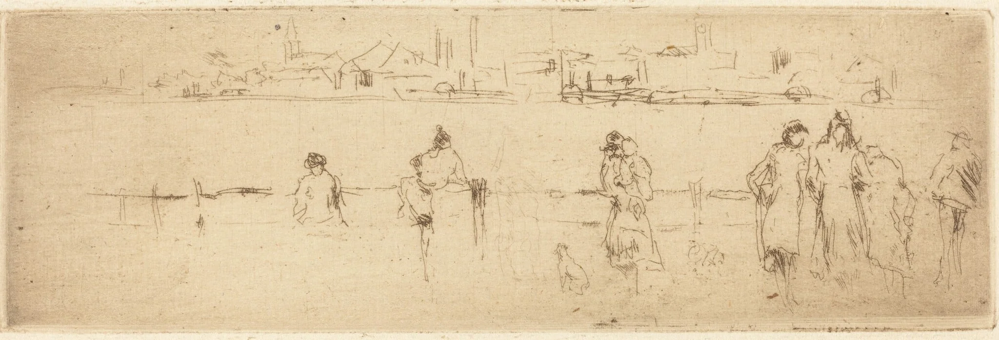 A Sketch of the Embankment, by James McNeill Whistler, ink, 1868