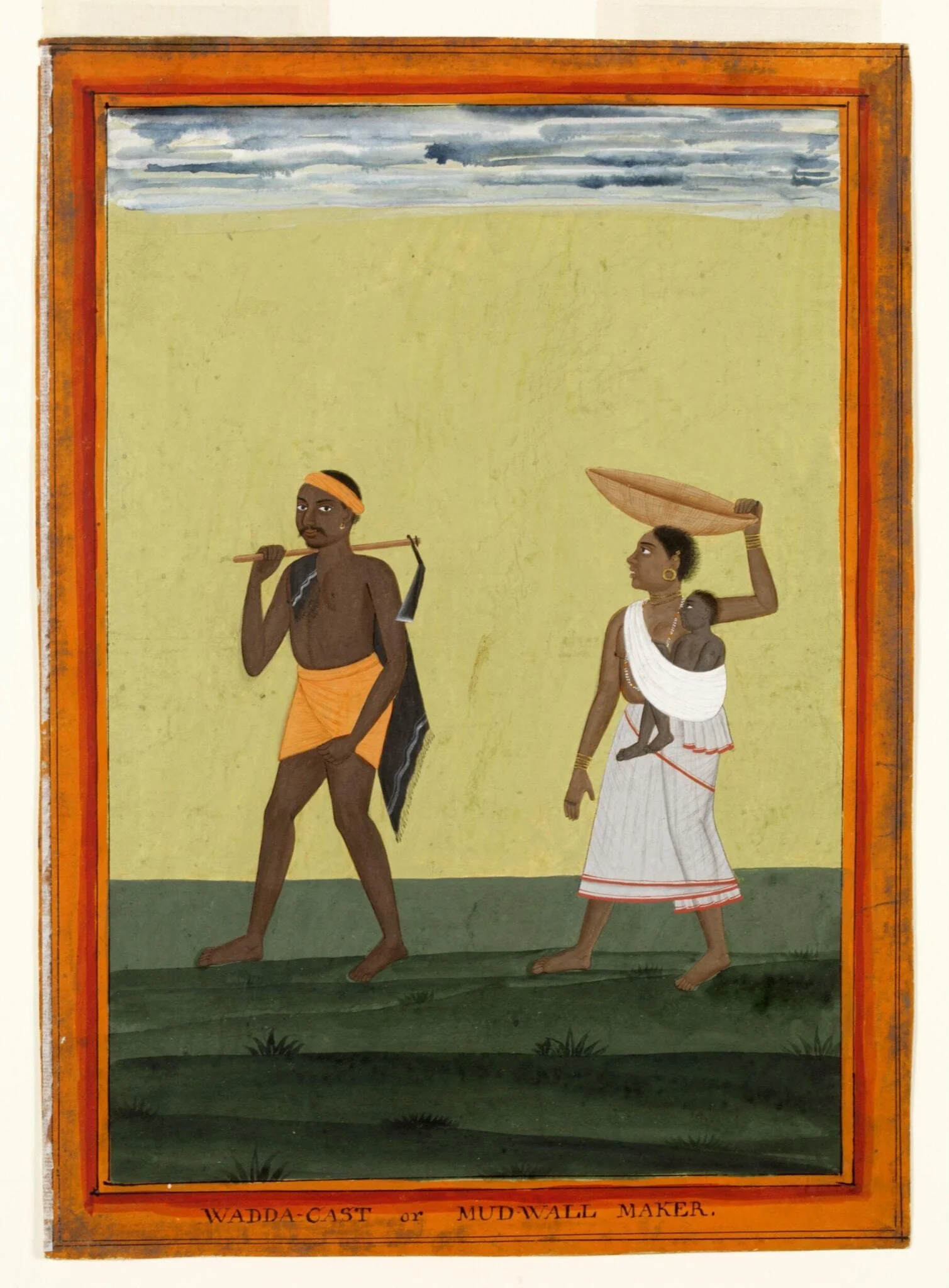 A mud-wall-maker and his wife, by Unknown, paint, 1770
