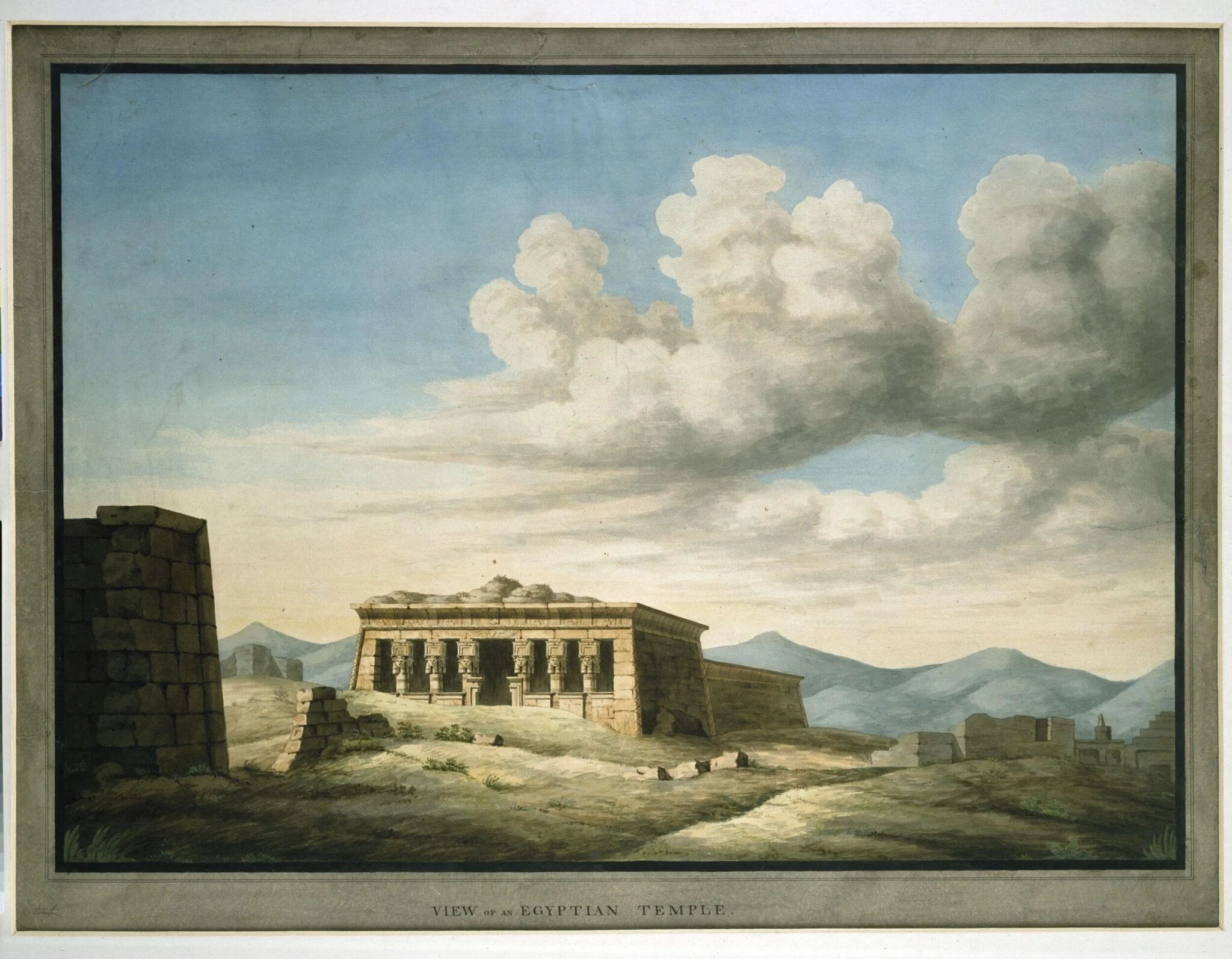 View of an Egyptian Temple. [Dendara]. 1807, by Dominique Vivant Denon, watercolor, 1809