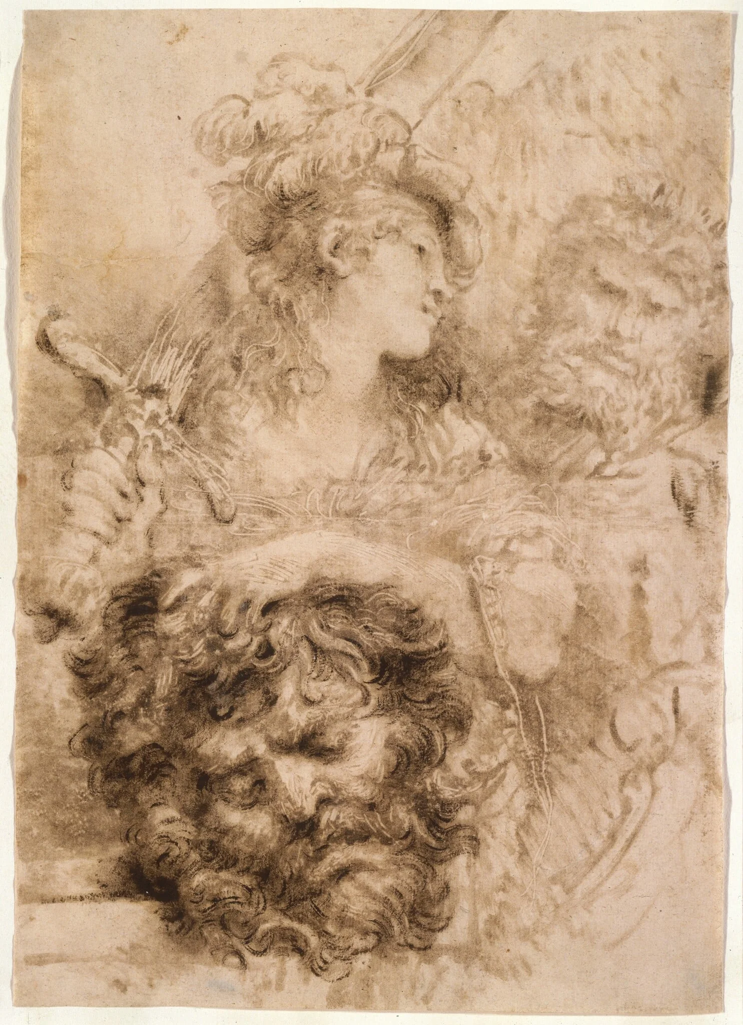 David with the Head of Goliath, by Giovanni Benedetto Castiglione, oil, 1655
