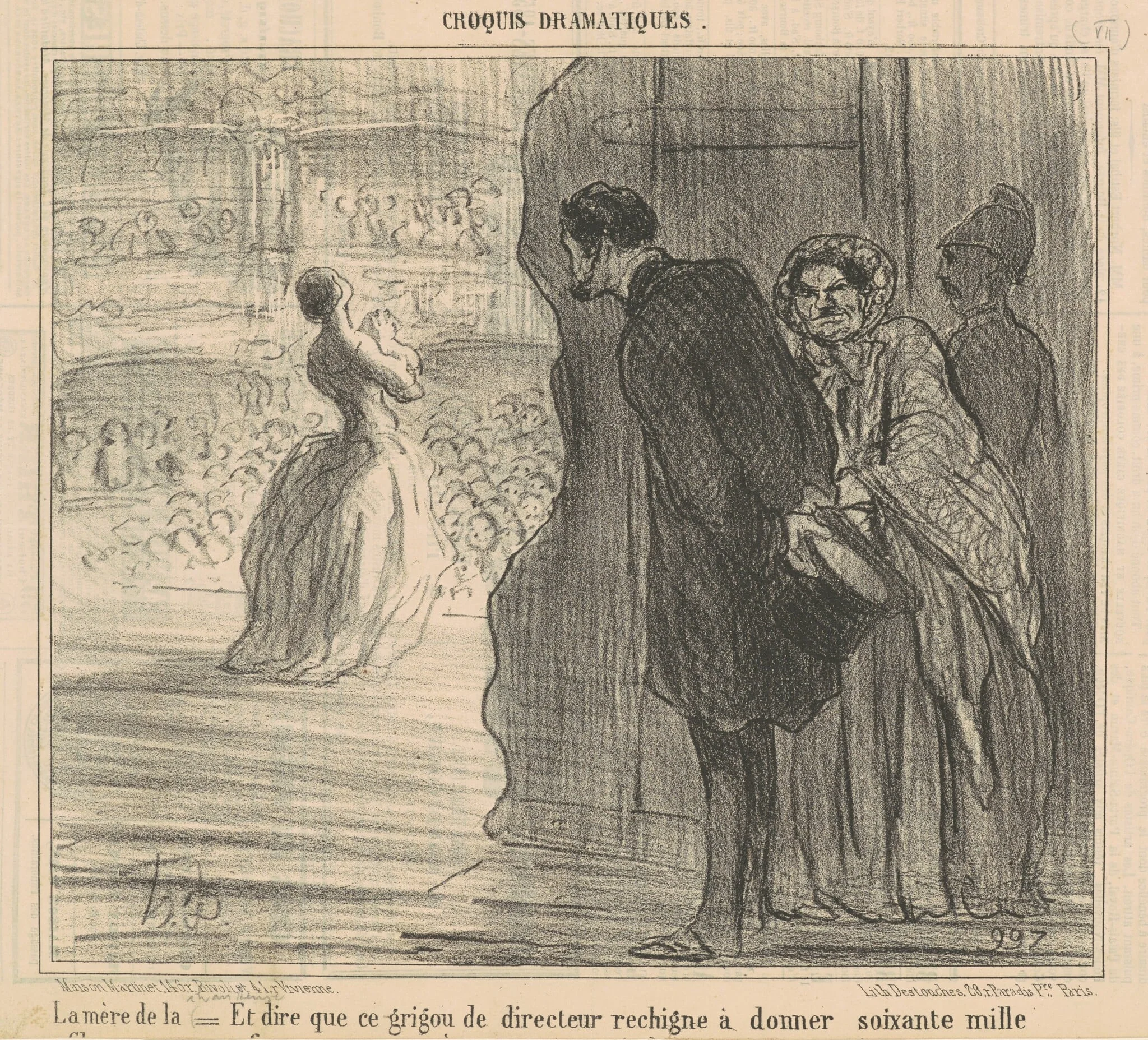 Le mère d ela chanteuse, by Honoré Daumier, ink, 1856