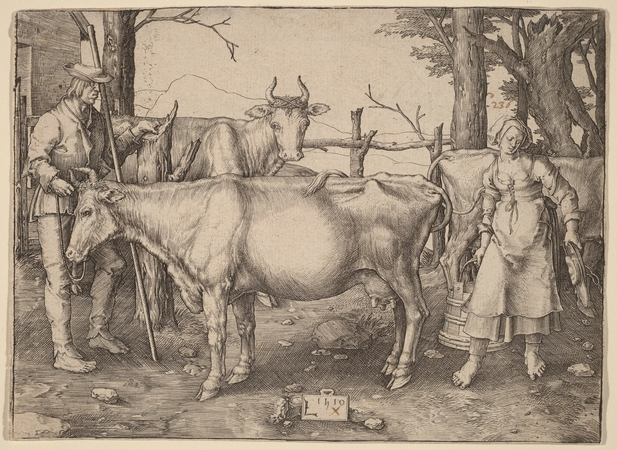 The Milkmaid, by Lucas van Leyden, ink, 1510