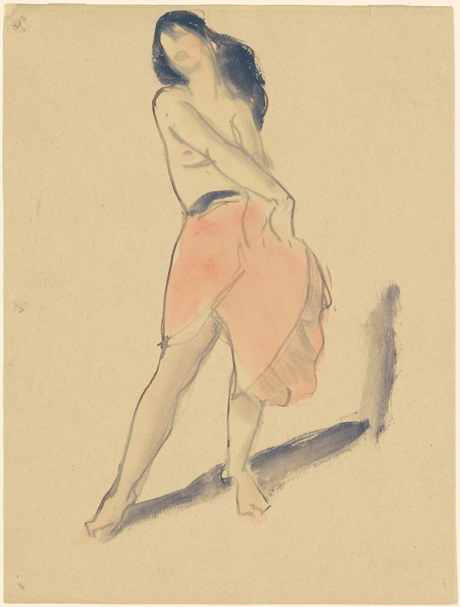 Dancer in a Red Skirt, No. 2, by Robert Henri, ink, 1912