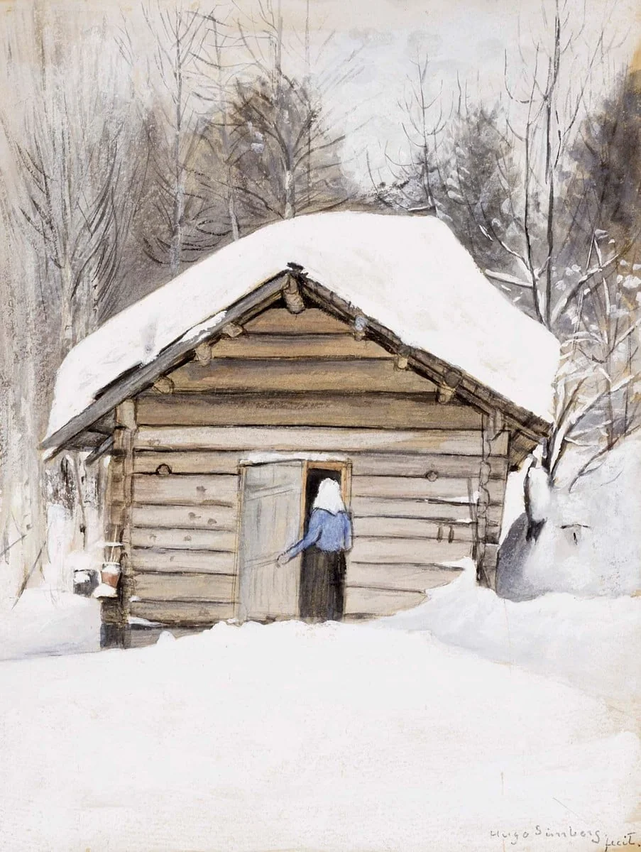 Talvimaisema, eukko saunanovella