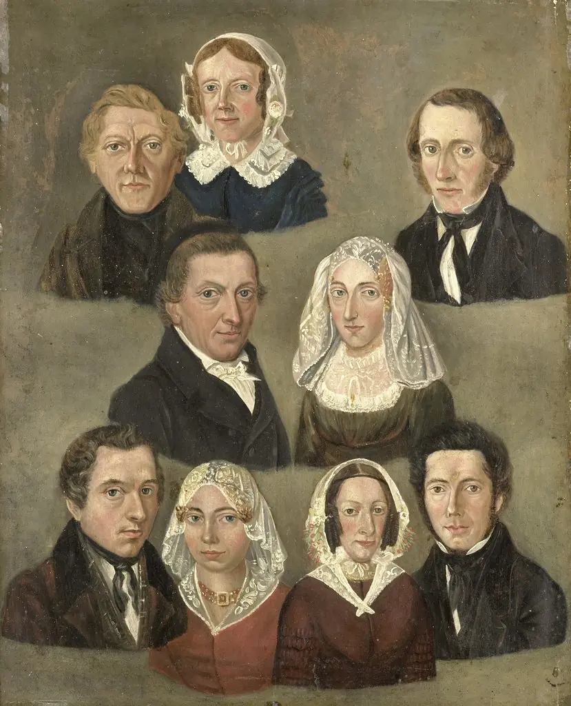 Portret van de predikant Hendrick de Cock te Ulrum, met zijn vrouw, en zeven andere portretten