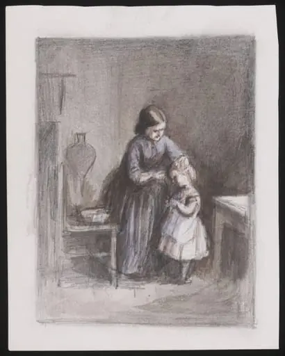 A mother washing a little girl