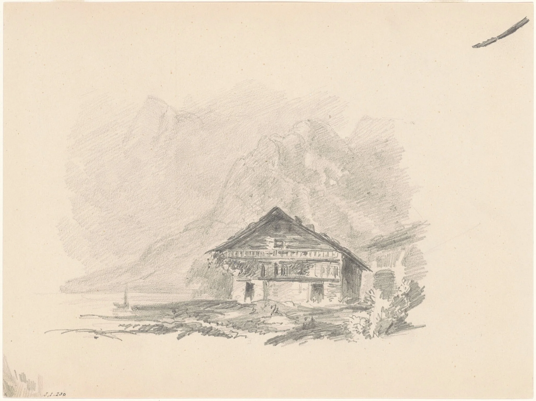 Swiss Chalet, by John Singer Sargent, graphite, 1869