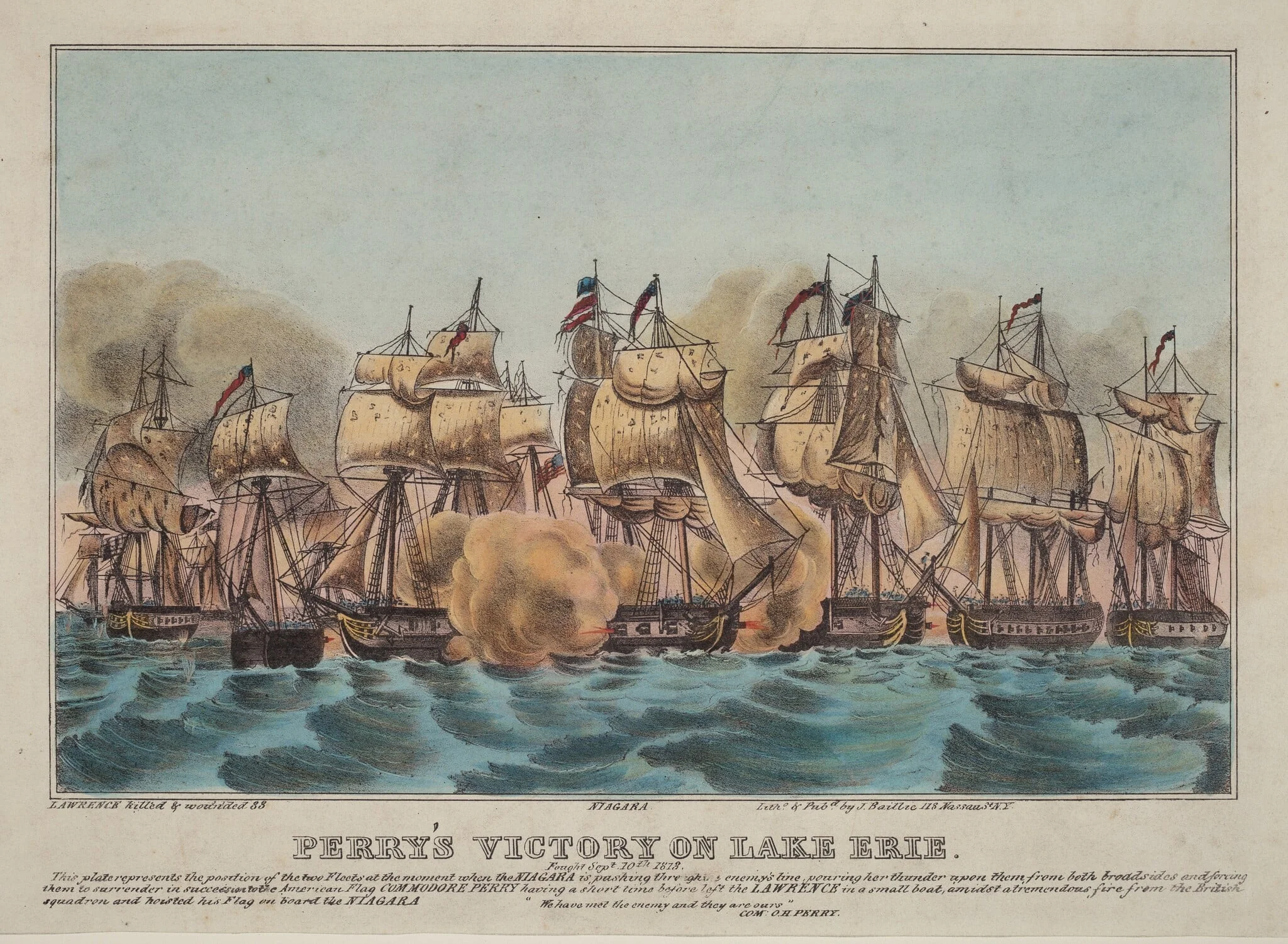 Perry's Victory on Lake Erie, by Napoleon Sarony, ink, 1858