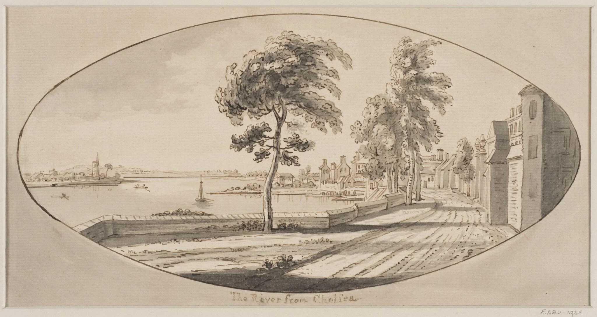 The River from Chelsea, by Jean Baptiste Claude Chatelain, 1750