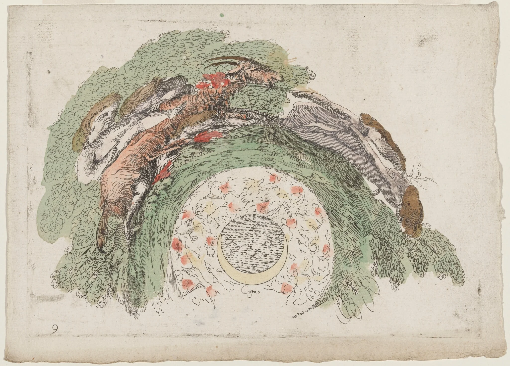 Putti Leading a Goat, by Giovanni Francesco Costa, watercolor, 1747