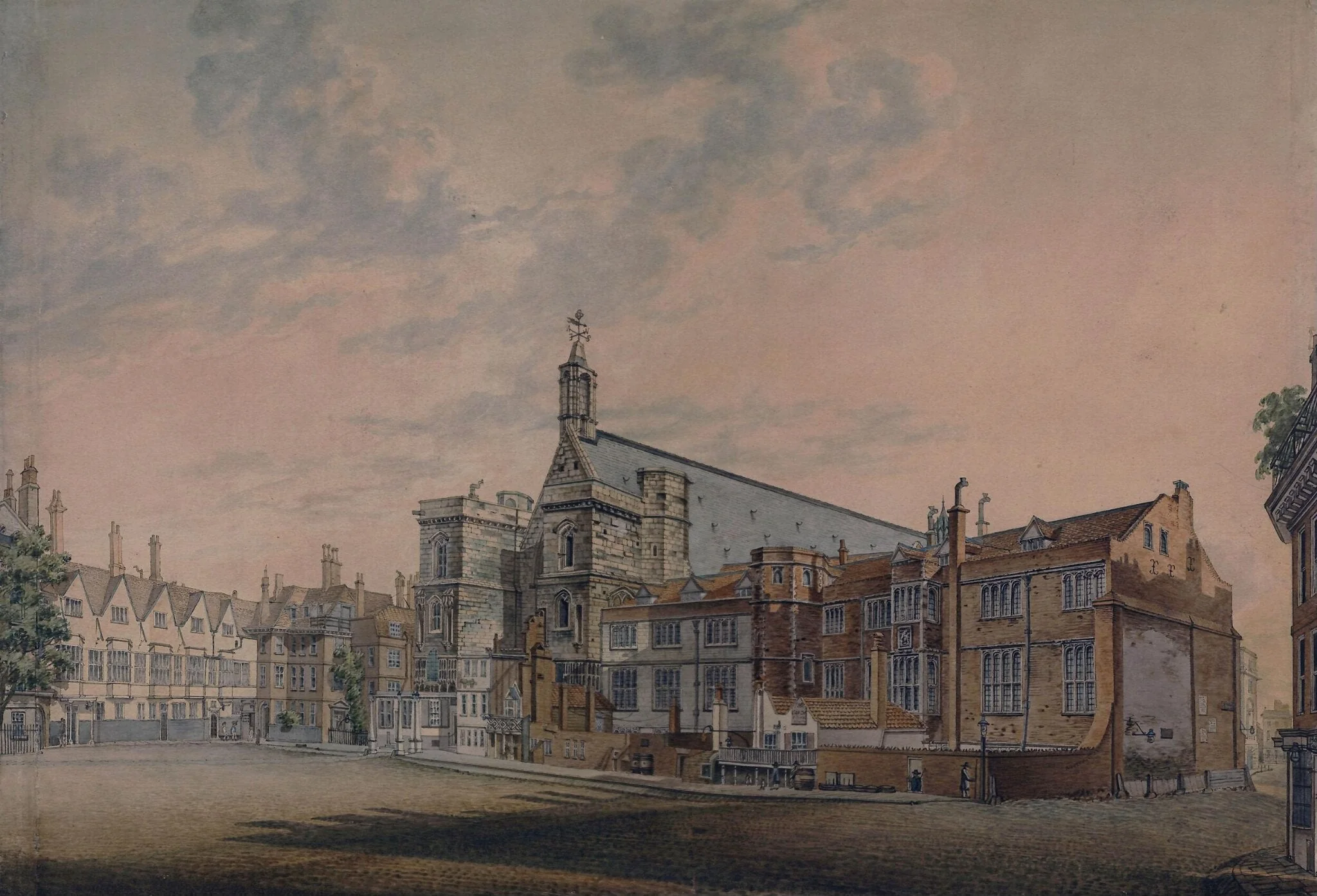 New Palace Yard with the Augmentation Office as in 1793 and the Offices of the Exchequer