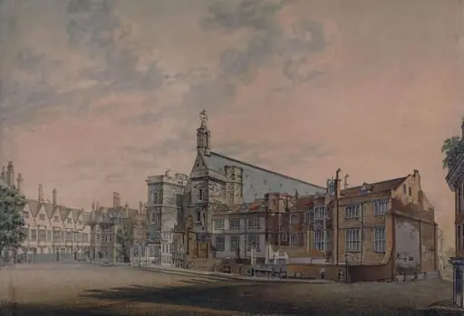 New Palace Yard with the Augmentation Office as in 1793 and the Offices of the Exchequer