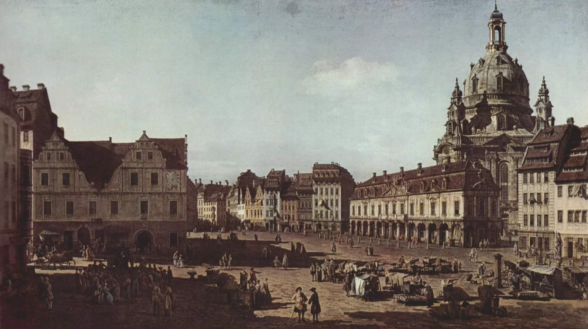 The New Market in Dresden from Moritzstraße, by Bernardo Bellotto, oil, 1750