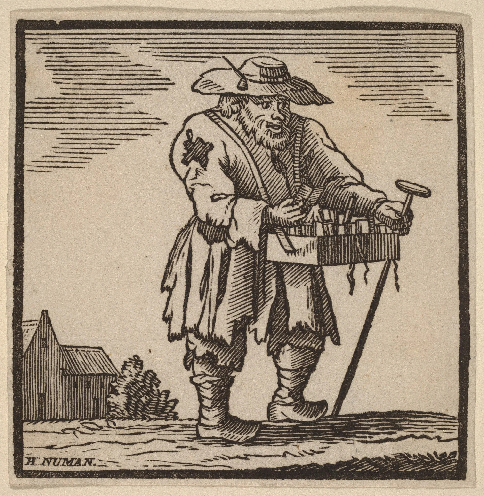 A Book Peddler, by H. Numan, ink, 1758