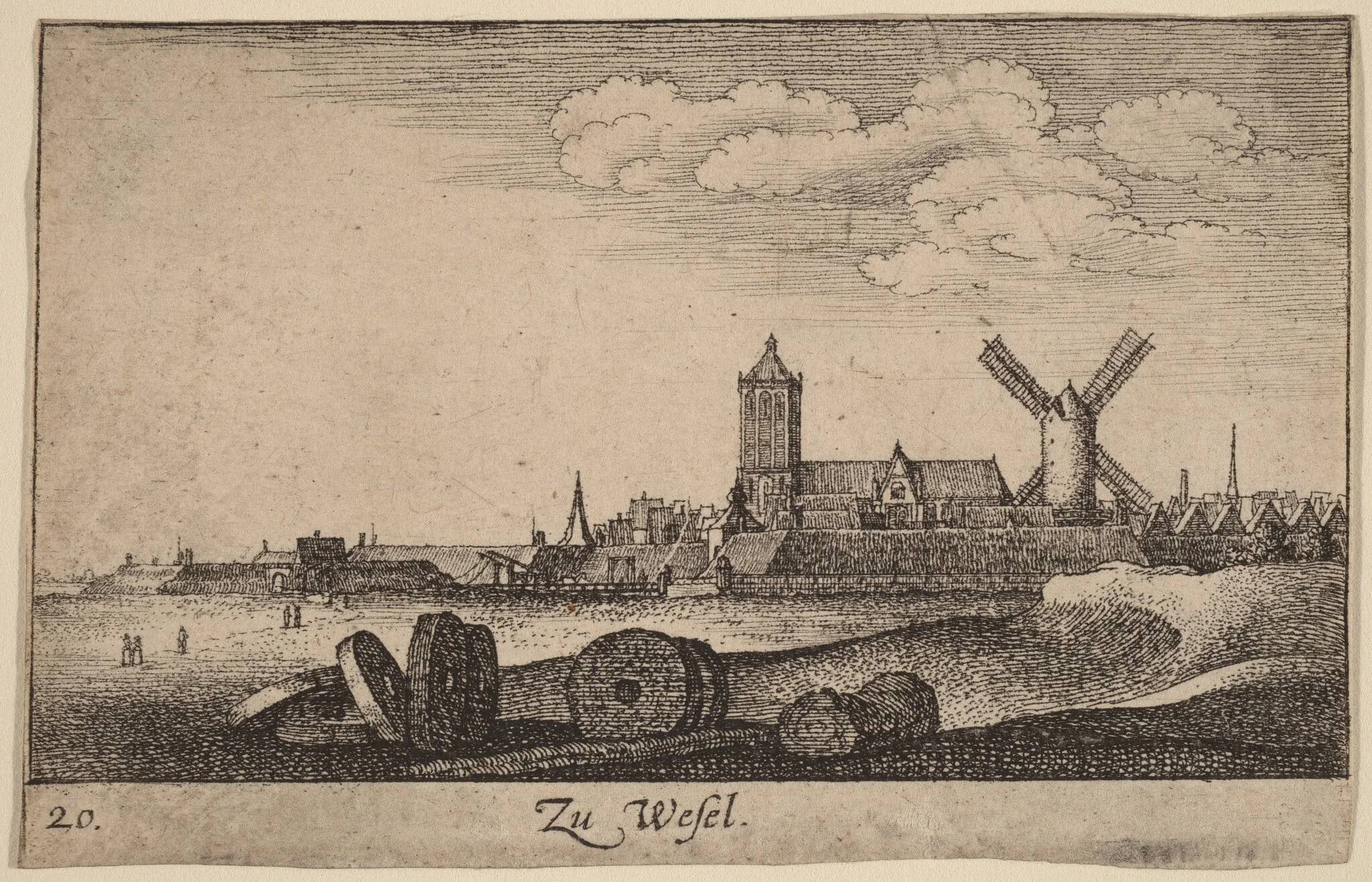 Wesel, by Wenceslaus Hollar, ink, 1635