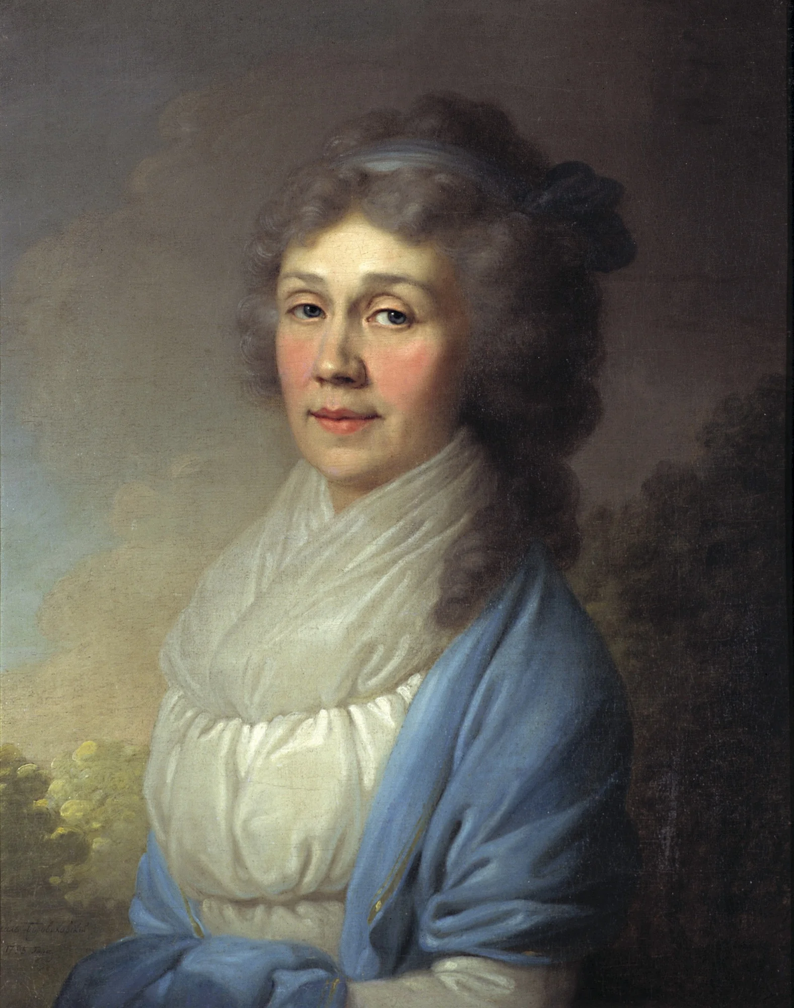 Unknown in blue shawl, by Vladimir Borovikovsky, oil, 1798