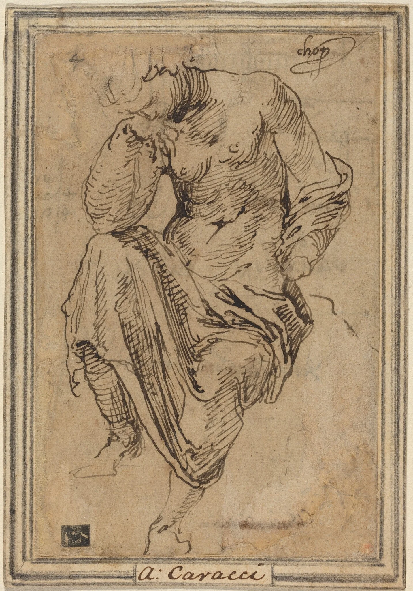 Seated Female Figure after the Antique, by Baldassare Peruzzi, ink, 1533