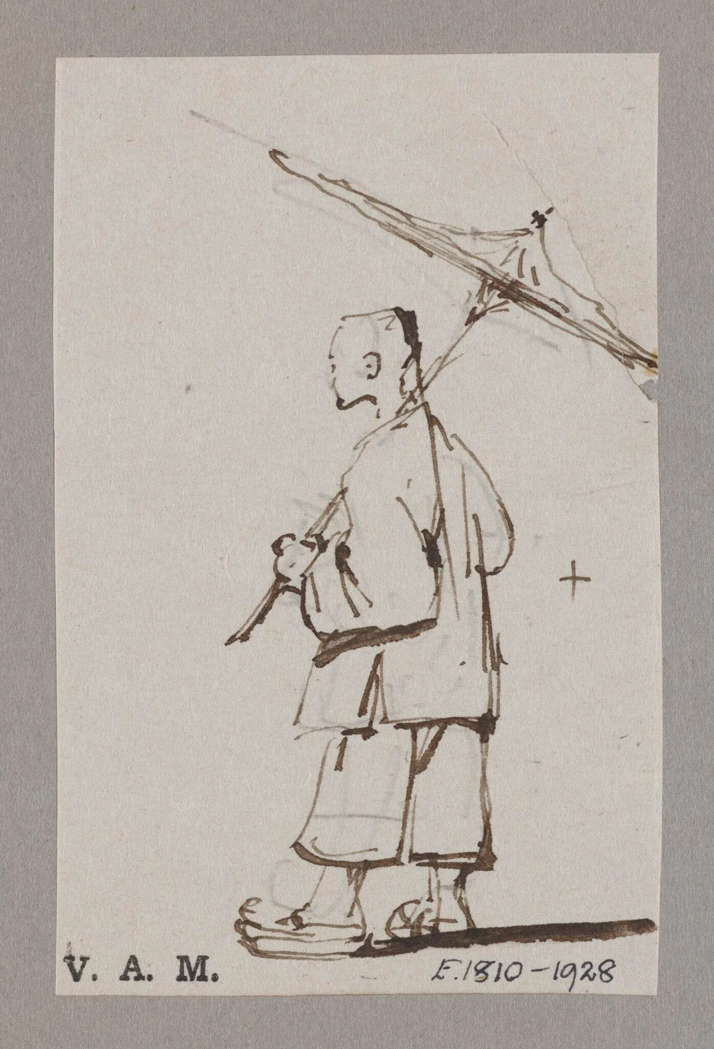 A Chinese man holding up a parasol, by George Chinnery, 19
