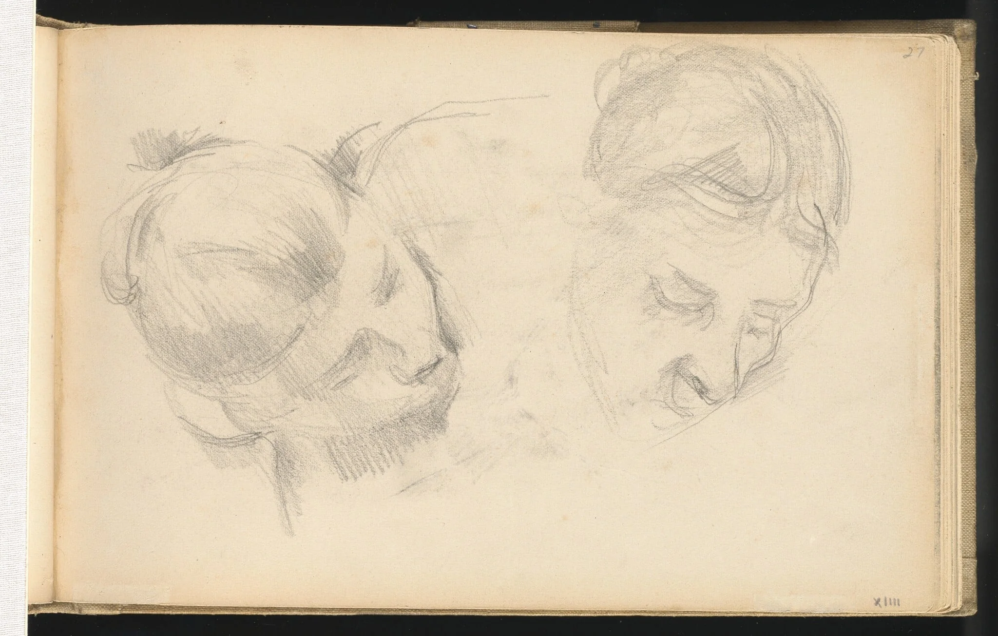 Two Heads of Women, by Paul Cezanne, graphite, 1892
