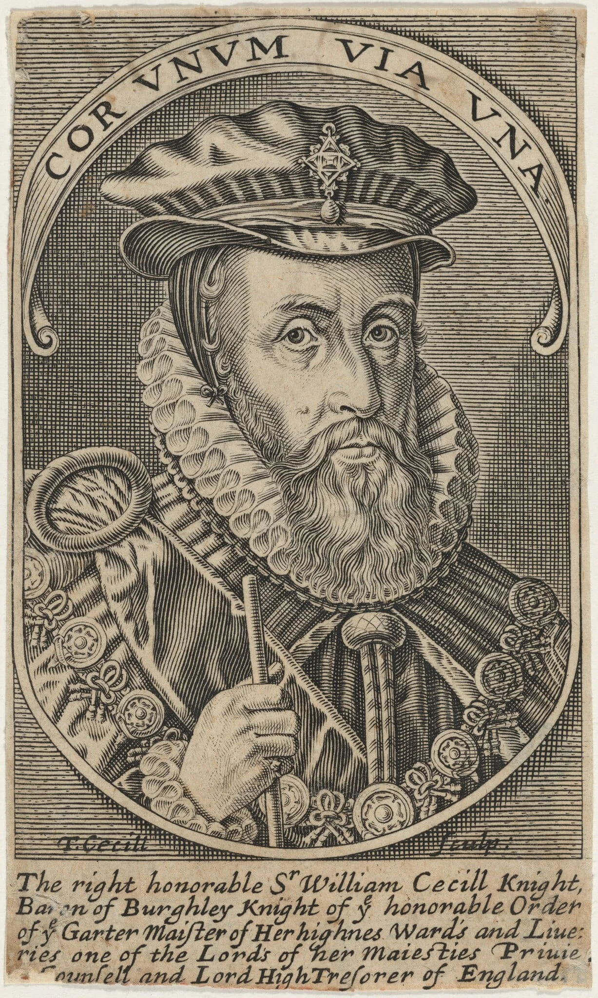 William Cecill, First Baron Burghley, by John Chantry, ink, 1640
