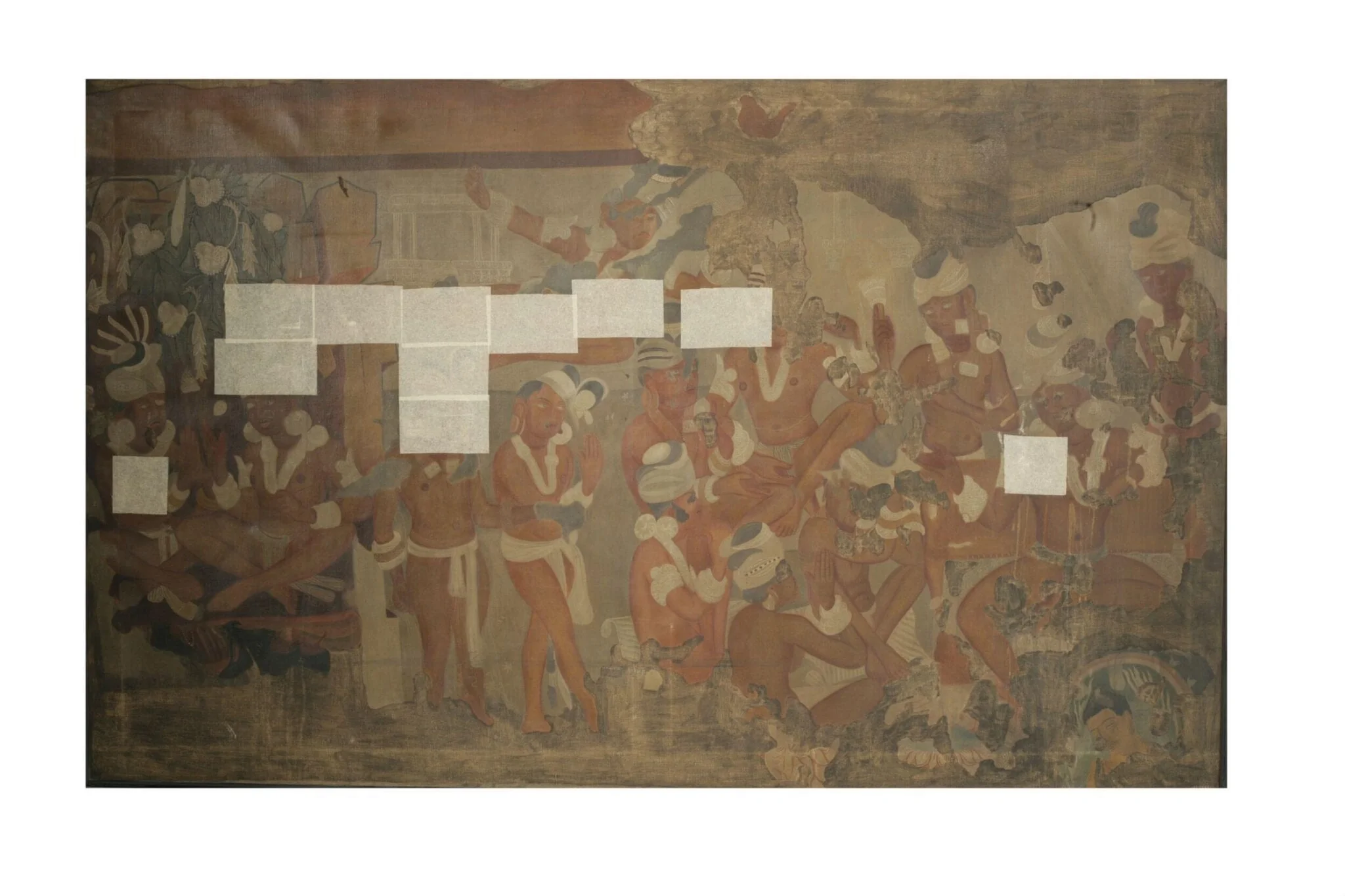 Copy of painting inside the caves of Ajanta (Cave 1), by John Griffiths, oil, 1874