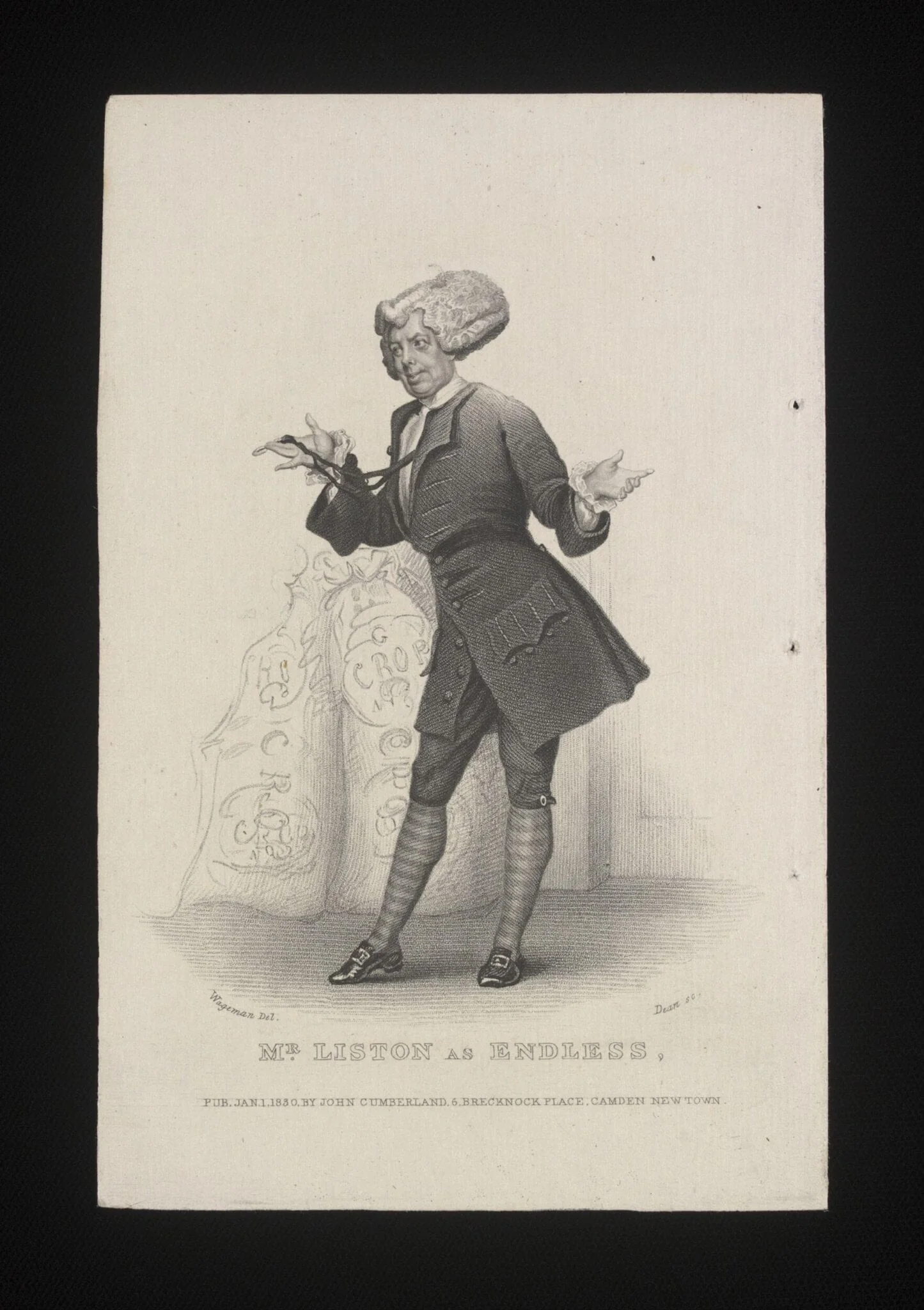 Mr Liston as Endless, by Thomas Anthony Dean, 1