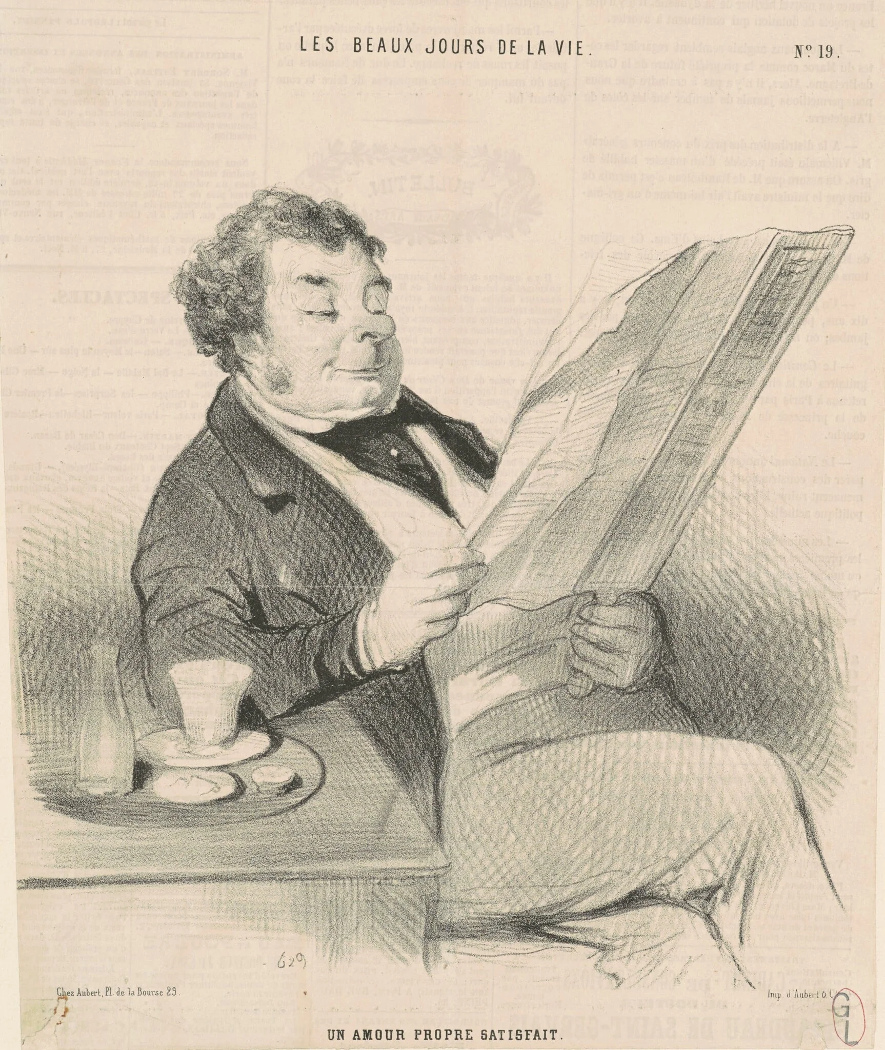 Un amour propre satisfait, by Honoré Daumier, ink, 1844