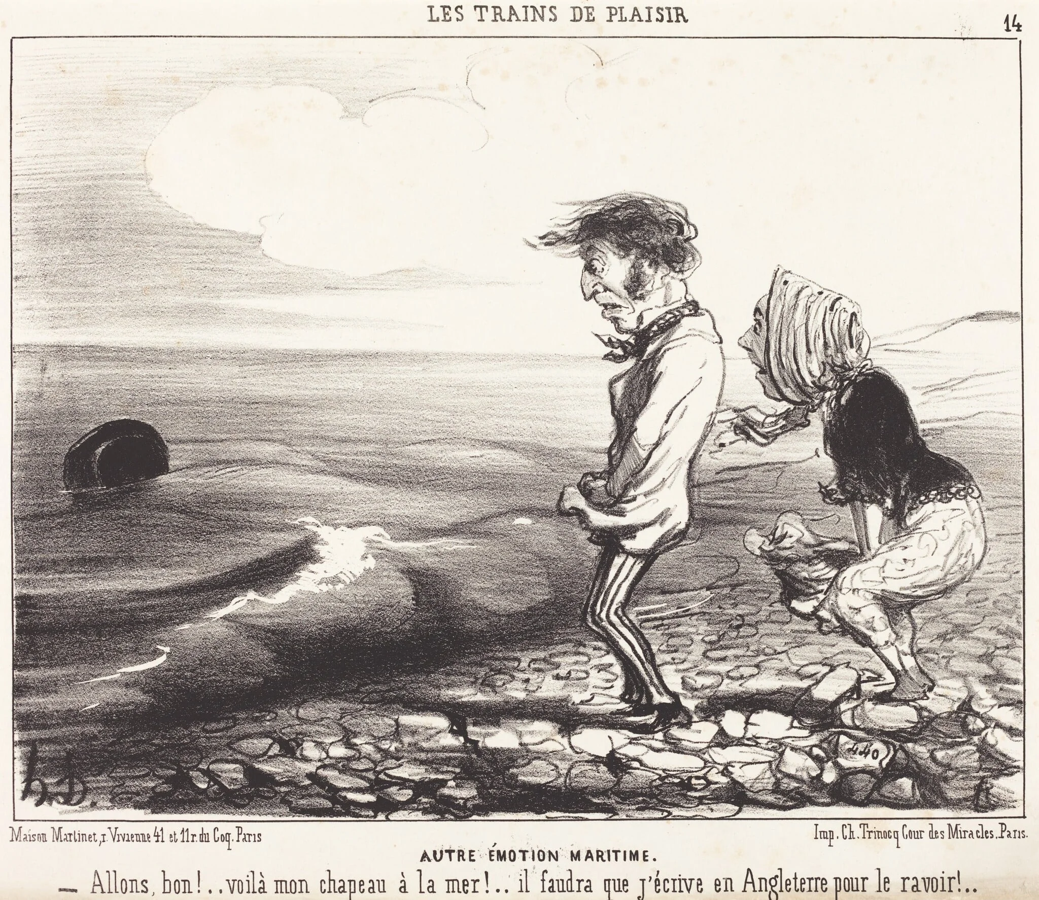 Autre émotion maritime, by Honoré Daumier, ink, 1852