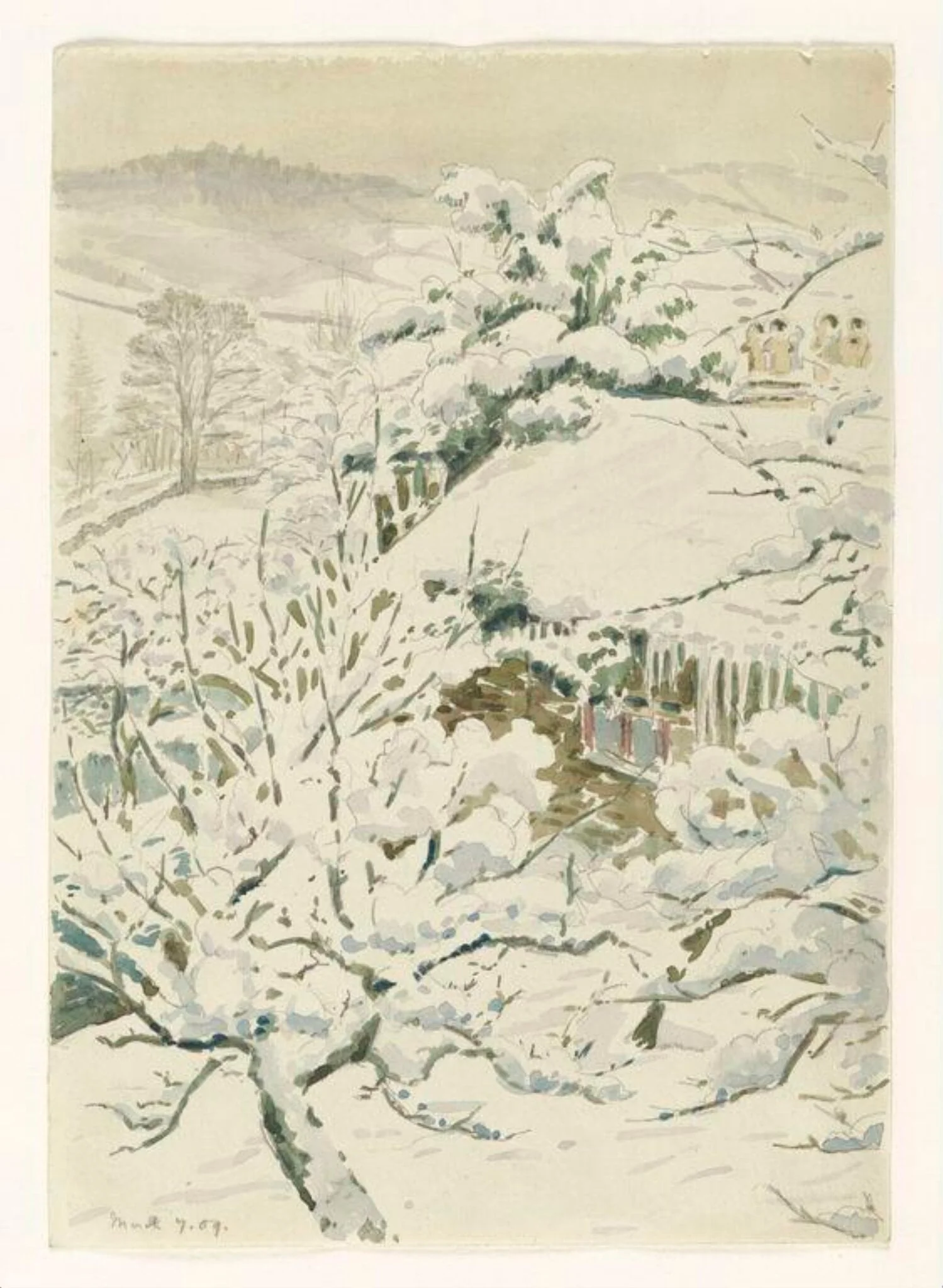 Snow-covered barn (near Sawrey), by Beatrix Potter, watercolor, 5