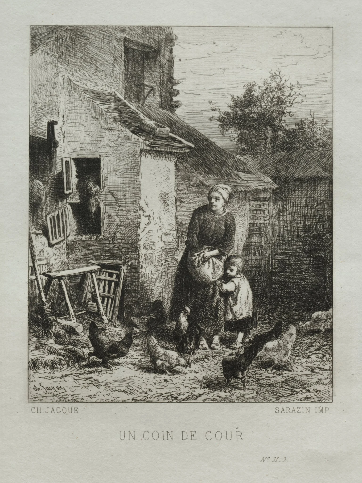 A Corner of the Yard, by Charles Jacque, 1864