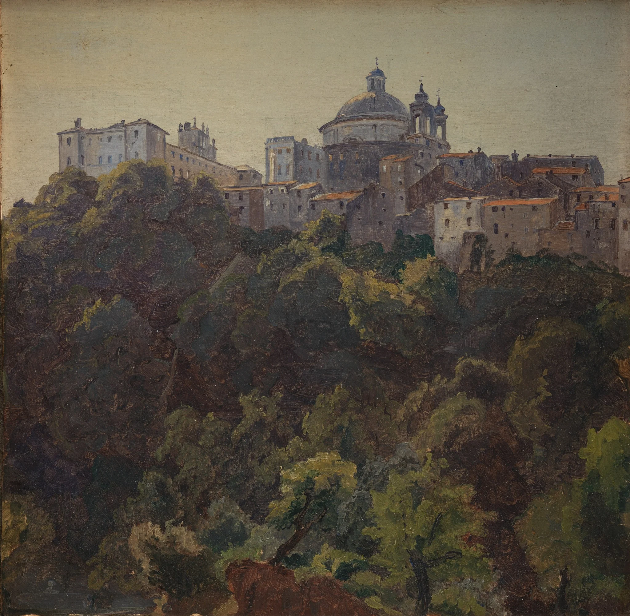 View towards Ariccia and the Palazzo Chigi and S. Maria dell'Assunzione, Italy, by Thorald Læssøe, unspecified, 1845