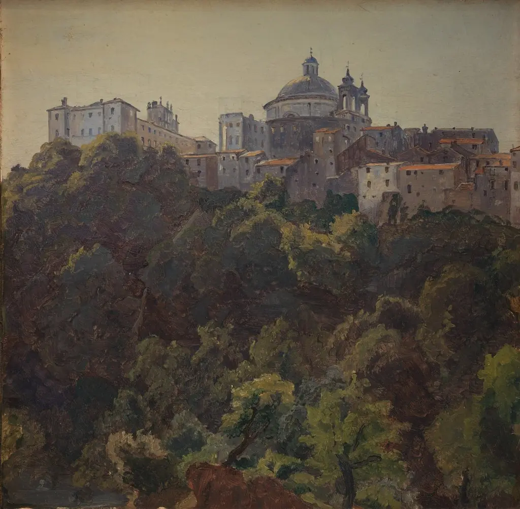 View towards Ariccia and the Palazzo Chigi and S. Maria dell'Assunzione, Italy