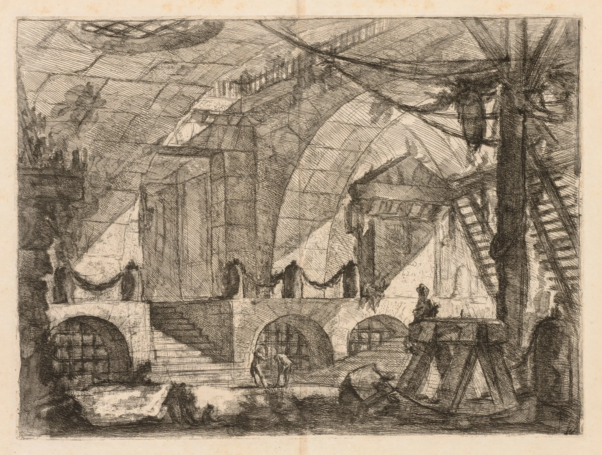 The Prisons:  An Arched Chamber with Posts and Chains, by Giovanni Battista Piranesi, 1748